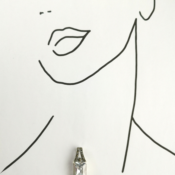Marcasite CZ pendant In Sterling Silver Vintage 90s - Picture 2 of 9